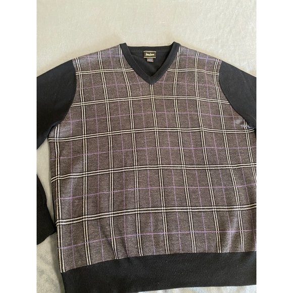 Neiman Marcus Mens Plaid Wool Sweater - Picture 7 of 7